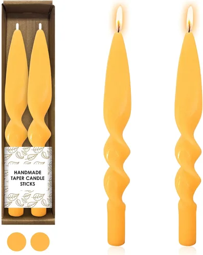 Miniatura 36 de Pink Candlesticks - Juego de 2 velas cónicas en espiral, sin perfume, de 10 pulgadas de largo, velas cónicas sin perfume para decoración del hogar