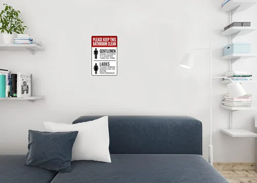 Miniatura 4 de Póster impreso con texto en inglés «Warning Please Keep This Bathroom Clean Notice Cool Note», 12 x 18 pulgadas