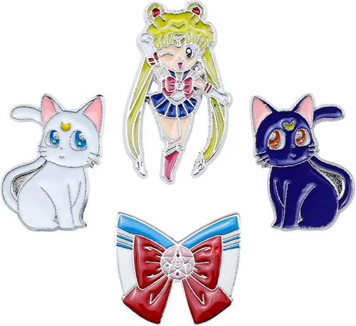 Moon Girl Cartoon 4pcs Brooch Moon Girl Luna Enamel Lapel Pin for Girls Anime Collectible Pins