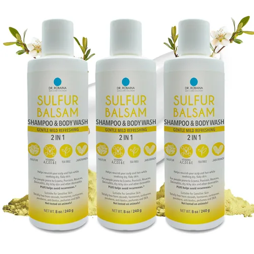 Miniatura 9 de Dr. Robaina Champú de azufre y gel de baño – Ayuda a calmar la caspa, la dermatitis seborreica, la foliculitis y la picazón del cuero cabelludo