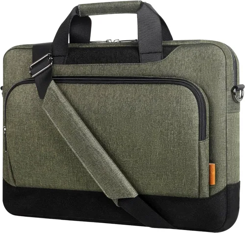 Miniatura 12 de DOMISO Bolsa para laptop de 17-17.3 pulgadas de gran capacidad con correa para el hombro para Dell XPS/HP Pavilion 17/Lenovo Chromebook 317, Verde