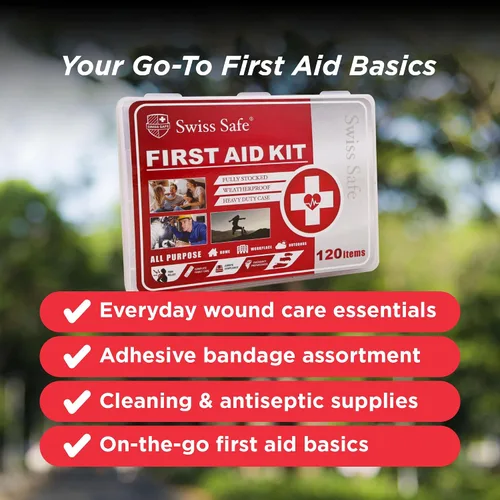 Miniatura 4 de Swiss Safe Mini First Aid Kit – 120 Pcs Compact Hard Shell Medical Kit for Home, Car, Travel, Camping, Hiking, Sports, Office & Outdoor Emergencies