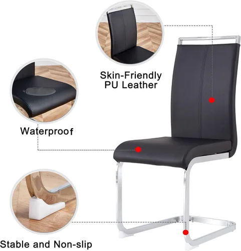 Miniatura 3 de Baysitone Juego de 6 sillas de comedor modernas, sillas laterales de comedor, sillas de cocina con asiento acolchado de piel sintética y respaldo