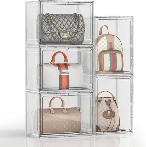 Miniatura 11 de Organizador de Carteras para Clóset, Paquete de 3 Organizadores de Almacenamiento de Carteras, Vitrina de Acrílico Transparente para Coleccionables