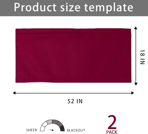 Miniatura 7 de 2 paneles de cenefas de cortina para ventanas, cenefas opacas de 52 x 18 pulgadas, cenefas decorativas con bolsillos para barra de 1.9 pulgadas