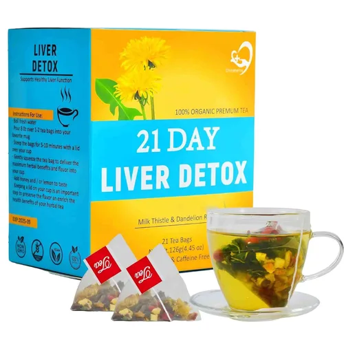 Aromlife Té de desintoxicación del hígado de cardo mariano de 21 días, para limpieza y cuidado de apoyo, té de cardo mariano con alto contenido de