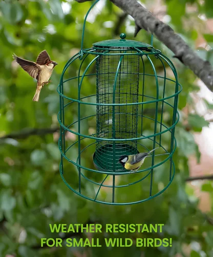 Miniatura 2 de Garden Guru - Comedero para pájaros a prueba de ardillas, para exteriores, con semillas de malla enjaulada, maní, para pájaros pequeños