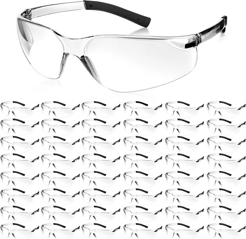 Queekay 50 lentes de seguridad contra impactos UV y arañazos, protección ocular a granel para hombres, laboratorio, ciencias de la construcción