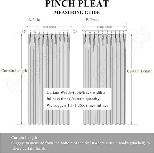 Miniatura 6 de Fcosie Pinch Pleated Curtains Linen Blackout Drapes for Bedroom Linen Curtain Panels Room Darkening/Light Blocking/Privacy Proctecting/Noise Niebla