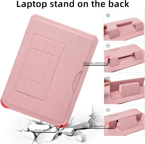 Miniatura 4 de Funda para portátil con soporte y alfombrilla para ratón de 15-16 pulgadas Funda para portátil Funda para Chromebook Cubierta protectora de cuero