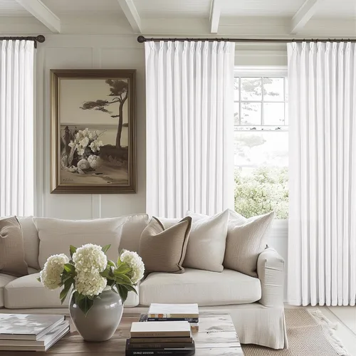 Miniatura 123 de Cortinas de lino natural con pliegues fruncidos de 120 pulgadas de largo para sala de estar, cortinas plisadas con ganchos y lengüeta trasera