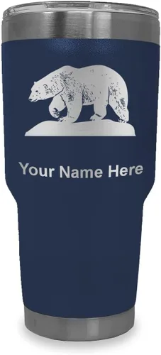 Miniatura 33 de LaserGram Vaso aislado al vacío de 20 onzas, oso polar, grabado personalizado incluido (negro)