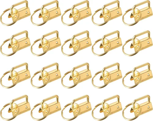uxcell 40 piezas de accesorios para llavero de 1.024 in/1 pulgada con llavero para correas de bolsa, pulseras, cordones, dorado oscuro