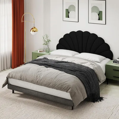Miniatura 5 de Befurtori Cabecera Solo Tamaño Queen, Cabecera de Pétalo para Montar en la Pared Tamaño Queen/Matrimonial para Cama Ajustable Tapizada en Terciopelo
