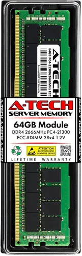 Miniatura 74 de A-Tech 4GB DDR4 2133MHz PC4-17000 ECC RDIMM 1Rx8 Single Rank 1.2V ECC Registered DIMM de 288 pines Módulo de actualización de memoria RAM