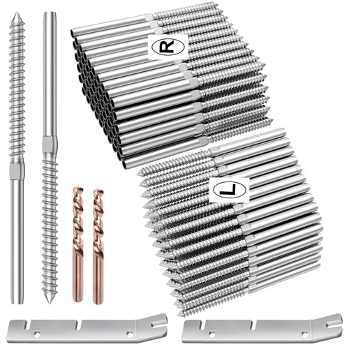 BLIKA Paquete de 120 tornillos de acero inoxidable T316 con rosca de mano derecha e izquierda para postes de madera de 1/8" de kit de barandilla de