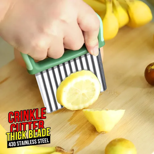 Miniatura 5 de Cortador de arrugas, cortador ondulado de acero inoxidable 2 piezas, cuchillo ondulado, herramienta de corte para verduras, papas fritas