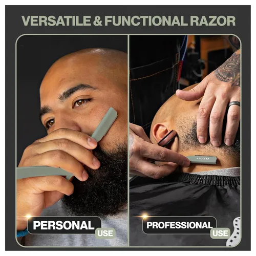 Miniatura 6 de Kit de navaja de afeitar recta profesional GRAVITY RAZORS – Ultra Exposición, incluye 10 hojas premium, 2mm expuestas, menta