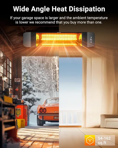 Miniatura 6 de Pasapair - Calentador eléctrico de patio - Calentador inteligente infrarrojo para interiores con temporizador de 24H y control por APP - Calentador