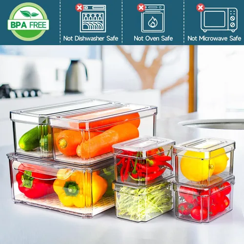 Miniatura 2 de Paquete de 14 organizadores para refrigerador y almacenamiento - Contenedores organizadores con tapas para refrigerador, organización sin BPA