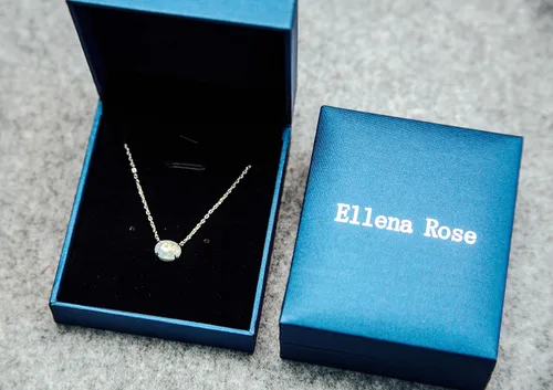 Miniatura 6 de Ellena Rose Collar de ópalo de plata de ley, plata de ley 925, pequeño y delicado ópalo ovalado para mujer, collares de piedras preciosas, joyería