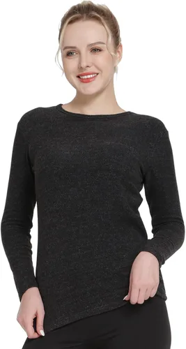 Miniatura 11 de MANCYFIT Tops térmicos para mujer, camisa con forro polar, manga larga, capa base, cuello en V