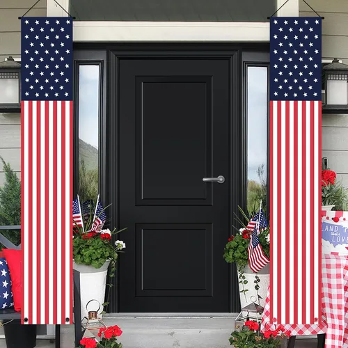 Miniatura 14 de Decoraciones patrióticas para interiores y exteriores, 2 x 20 pies, pancartas de rayas rojas, blancas y azules, decoraciones patrióticas de Estados