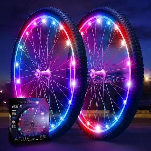 Miniatura 14 de Activ Life Paquete de 2 luces LED para ruedas de bicicleta con baterías incluidas, obtén un 100% más brillante y visible desde todos los ángulos