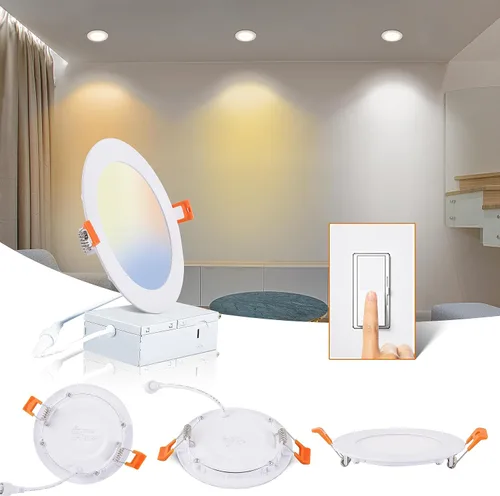Miniatura 12 de Luz empotrable LED de 8 pulgadas, luz diurna de 18 W y 6000 K, no regulable, 1 paquete de iluminación LED empotrable ultrafina con caja