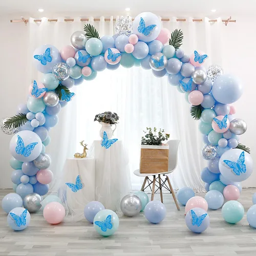 Miniatura 2 de Decoración de pared de mariposa 3D, 72 piezas, 3 estilos, 3 tamaños, mariposas azules para fiestas, cumpleaños, decoraciones de pasteles
