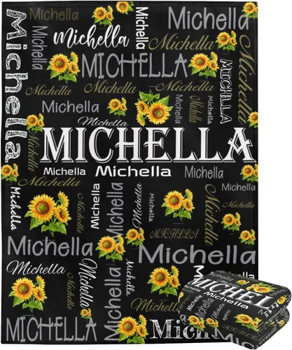 Miniatura 2 de Manta personalizada con nombre, manta personalizada con nombre, mantas personalizadas con texto, mantas de girasol, regalo personalizado para el día