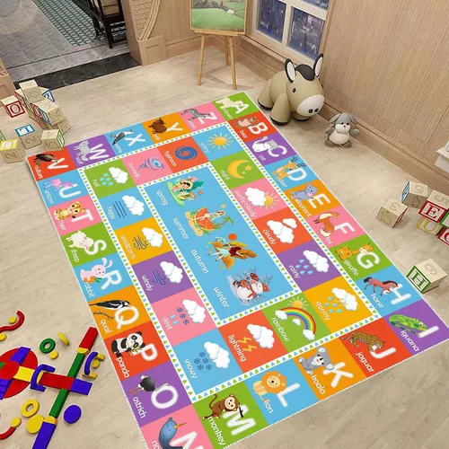 Miniatura 4 de ABC - Alfombra educativa del alfabeto, alfombra de juego de 4 x 6 pies para niños, sala de juegos, tapete antideslizante para niños y niñas Alphabet