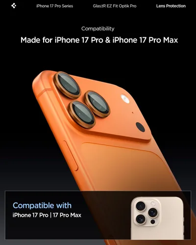 Miniatura 2 de Spigen Protector de Pantalla para Lente de Cámara [GlasTR EZ Fit Optik Pro] Diseñado para iPhone 17 Pro Max iPhone 17 Pro [Compatible con Fundas]