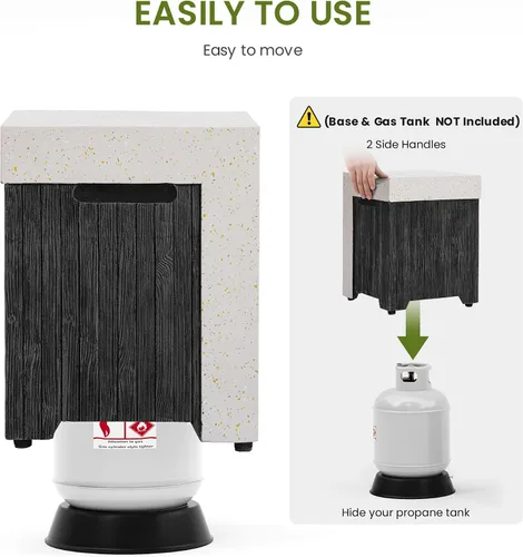 Miniatura 4 de COSIEST Mesa de tanque de propano para exteriores con diseño de grano de madera, mesa de tanque oculta exterior de 16 pulgadas, oculta el tanque