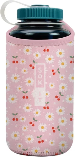 Miniatura 237 de Sok It BotlSok Funda para botella de agua con cubierta de neopreno aislante (Floral abstracto, se ajusta a CamelBak o Nalgene de 12 onzas)