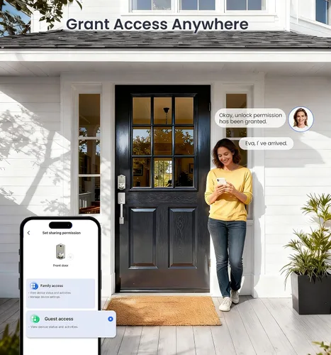 Miniatura 14 de Veise VE017G - Cerradura de puerta de entrada sin llave Wi-Fi, control remoto de aplicación y control de voz, cerraduras inteligentes de huellas