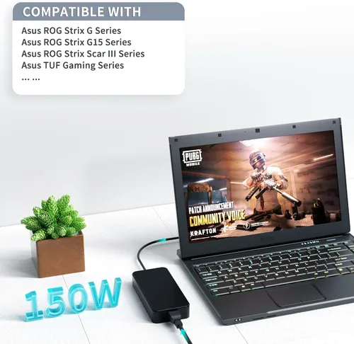 Miniatura 4 de 150W Laptop Charger for ASUS TUF Gaming F15 A15 G531G AC Power Cord, Compatible with ADP-150CH B/A18-150P1A (100-240V 50-60Hz, 6.0 * 3.7mm), Fit for
