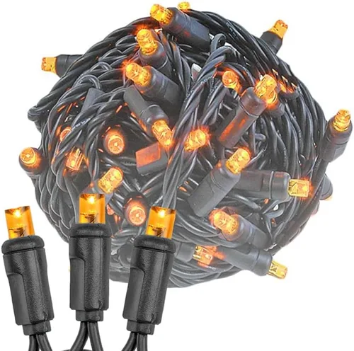 Miniatura 8 de Novelty Lights Guirnalda de luces navideñas de 11 pies, 50 bombillas LED rosas en cable negro, espacio de 2.5 pulgadas, iluminación conectable