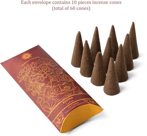 Miniatura 4 de Jembrana Incense Conos - Mezcla de 6 aromas (60 conos en total) - Loto, Gardenia, sándalo, espíritu curativo, atención plena y diosa floral