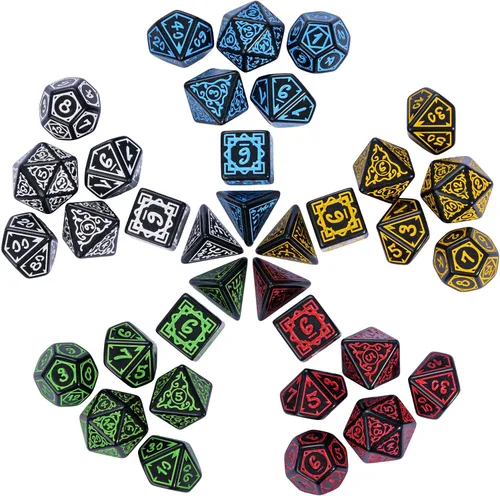 Miniatura 8 de Juego de 5 dados poliédricos para druidas DND (35 piezas) con 1 bolsa de cuero grande, juego de troqueles D&D para juegos de mesa RPG