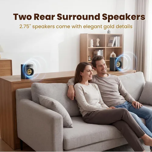 Miniatura 8 de Bobtot Subwoofer pequeño cine en casa para TV Surround System 5 altavoces con cable Amplificador de 4 pulgadas Woofer receptor incorporado Soporte