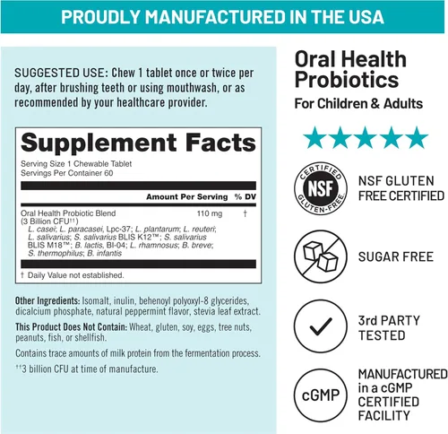 Miniatura 6 de Probióticos masticables para salud oral NatureWise, protección clínicamente comprobada para dientes y encías , 1, 1