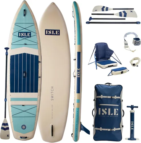 Miniatura 11 de ISLE Paquete de tabla de kayak y remo 2 en 1 – Tabla de remo de pie y kayak, incluye asiento, remo, bomba, bolsa, 11.6 x 35.5 x 6 pulgadas - máx.