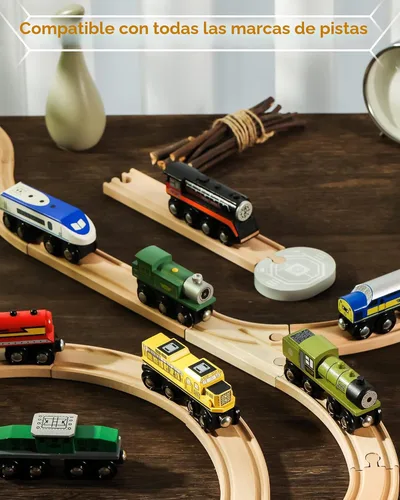 Miniatura 3 de Accesorios de set de tren de madera SainSmart Jr., set de coche de juguete magnético (10 piezas), compatible con todas las marcas principales