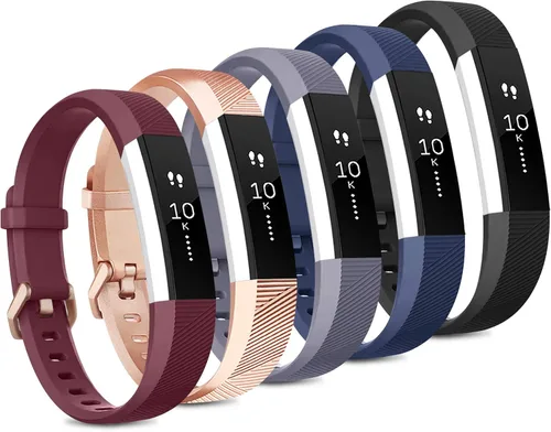 Paquete de 5 correas deportivas compatibles con Fitbit Alta HR y Alta, correas clásicas de repuesto de silicona suave para mujeres y hombres