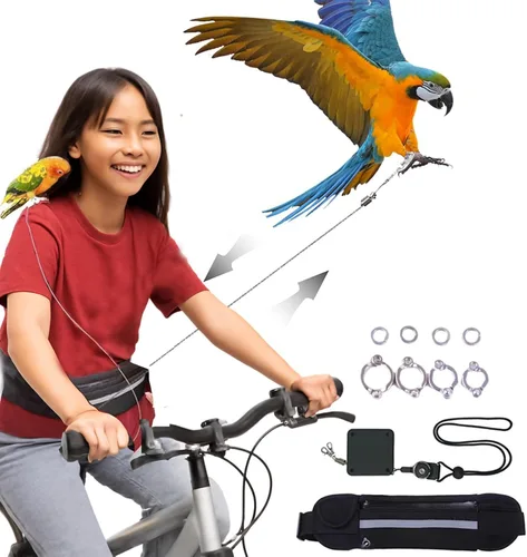 Miniatura 6 de Arneses de pájaros manos libres adecuados para ciclismo y conducción al aire libre y cinturones cangurera autoretráctil correa de pájaro suirtable