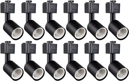 Miniatura 12 de mirrea Cabezal de iluminación de riel tipo J a E26 Adaptador de base de tornillo mediano Dirección de luz ajustable paquete de 3 (blanco)