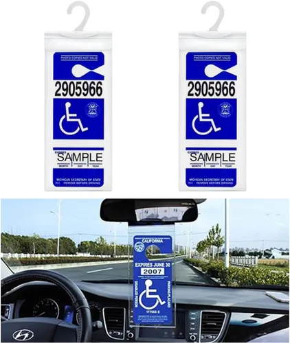 JOYCOURT 2 soportes portátiles para discapacitados, ultra transparente, funda protectora para permiso de estacionamiento para discapacitados con