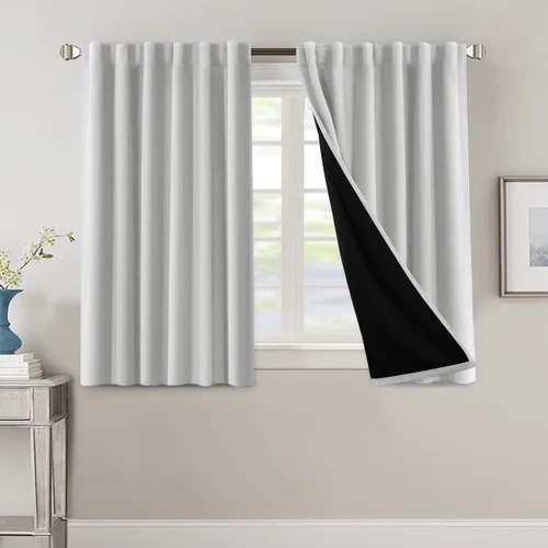Miniatura 63 de H.VERSAILTEX Cortinas 100% opacas para dormitorio con forro negro, cortinas de oscurecimiento de habitación completa, con aislamiento térmico
