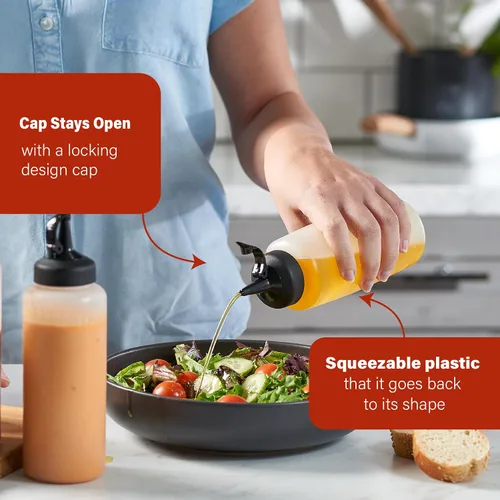 Miniatura 4 de Paquete de 6 botellas exprimibles para condimentos, botellas de chorro de 8 onzas con tapa a prueba de fugas, botellas de salsa fáciles de verter